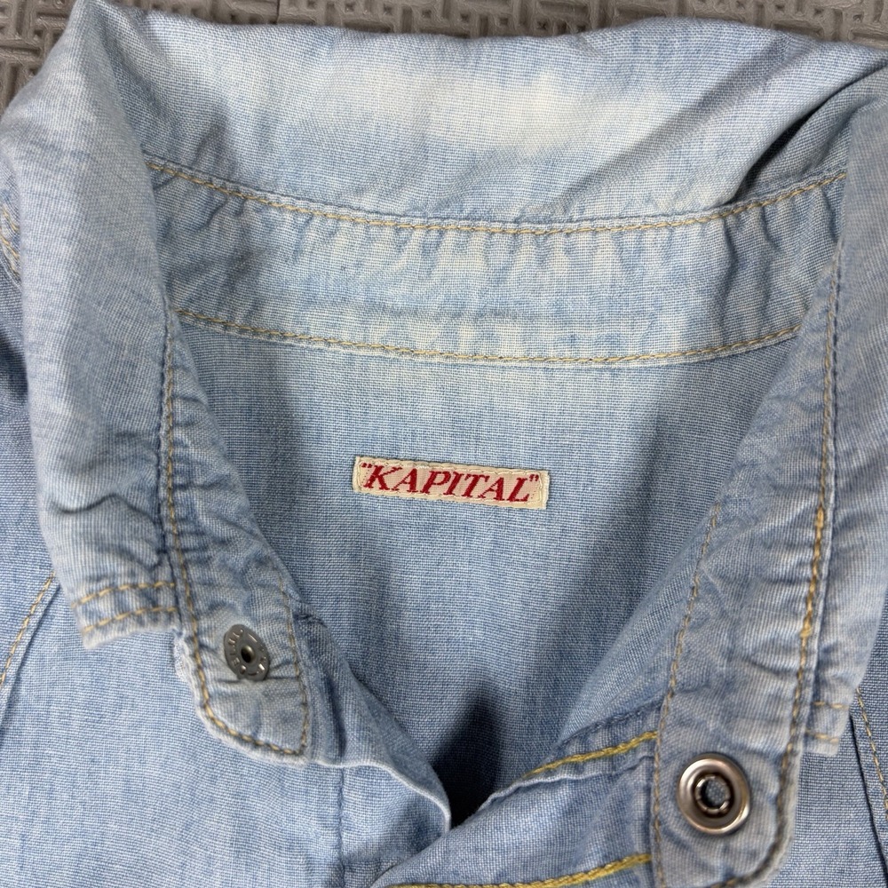KAPITAL Kountry Embroidered Denim Western Shirt Indigo Womens Shirt Made Japan - Picture 2 of 9